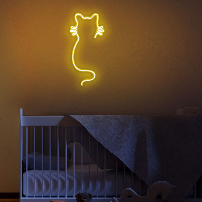 LETELY Enseigne au néon sur le mur en forme de chat jaune