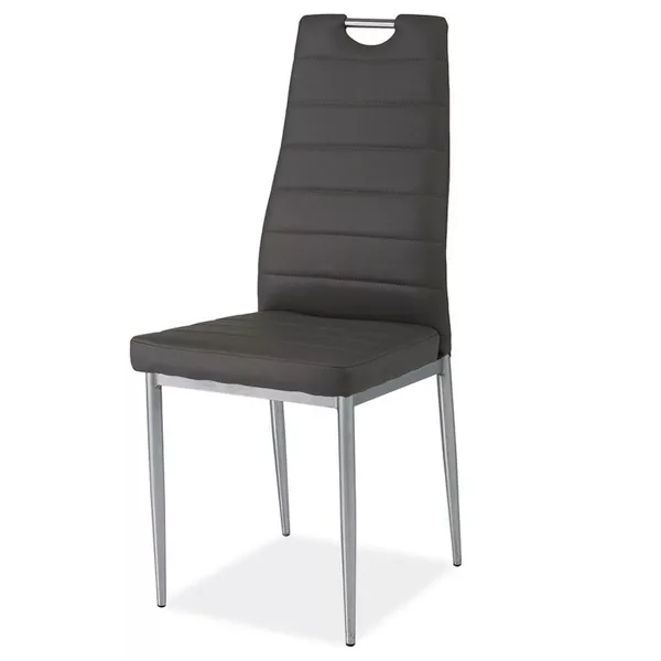 Chaise rembourrée Lastad gris avec une poignée sur une base chromée