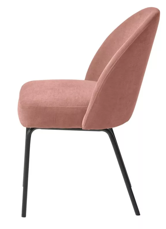 Chaise capitonnée en chenille rose Nelicials