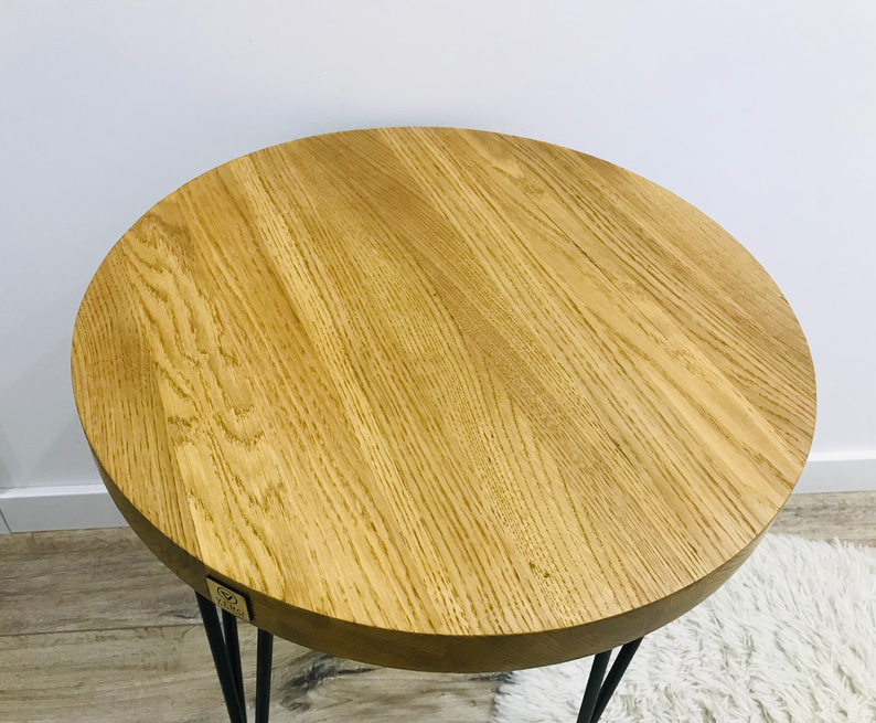 Table basse Penzi avec plateau plus épais, rond diamètre 50 cm, noir