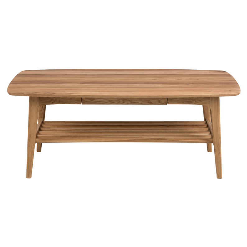 MUZRIM Table en bois avec une étagère et un tiroir 70x130 cm