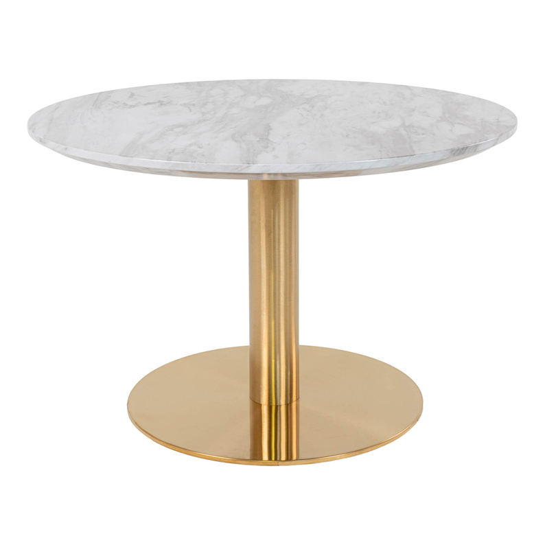 Table basse Rifetta, imitation marbre avec une base dorée