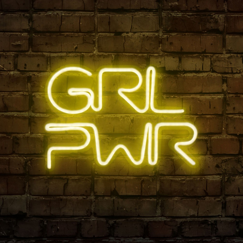 LETELY Enseigne au néon sur le mur avec inscription Girl Power jaune