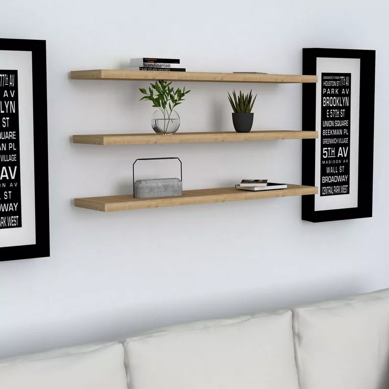 Lot de trois étagères murales Boike au style minimaliste, 60 cm