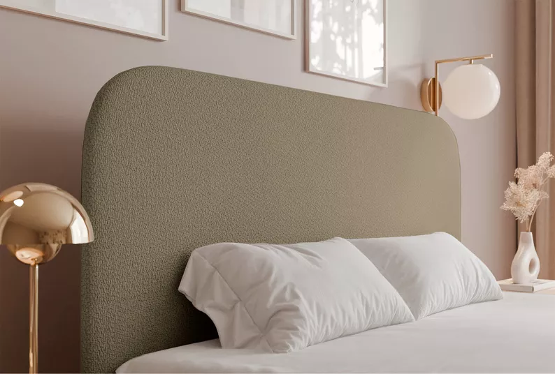 Łóżko tapicerowane 140x200 cm Sonvivo z pojemnikiem na pościel ciemnobeżowe szenil stelaż metalowy