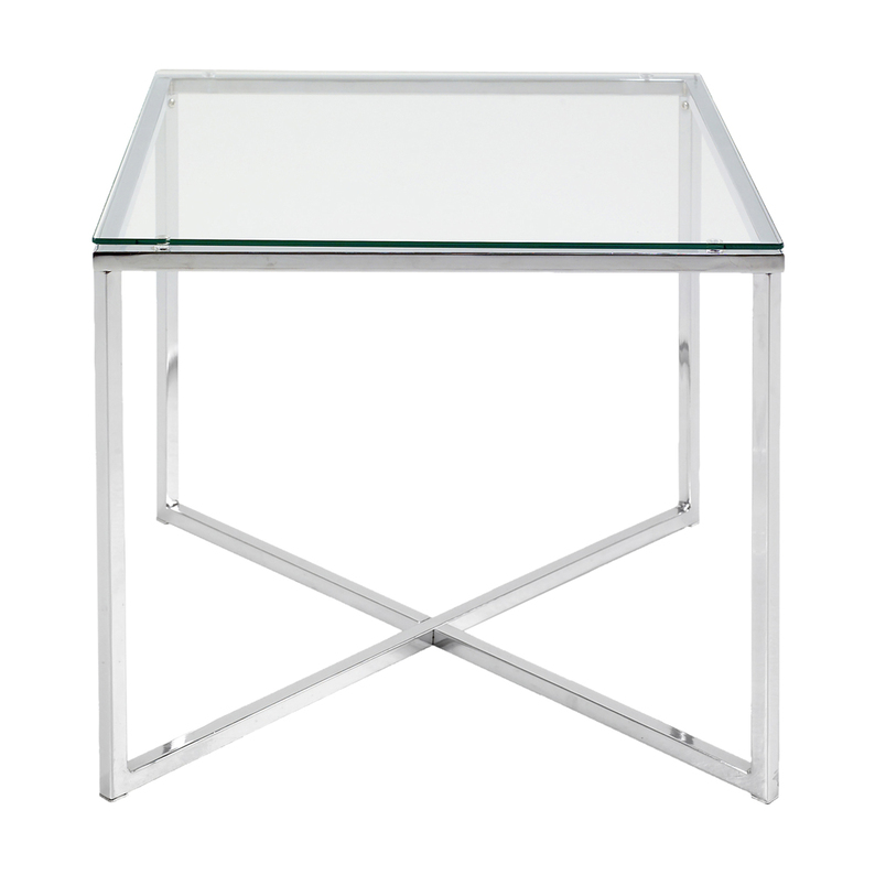 UDBINA Table basse en verre 50x50 cm