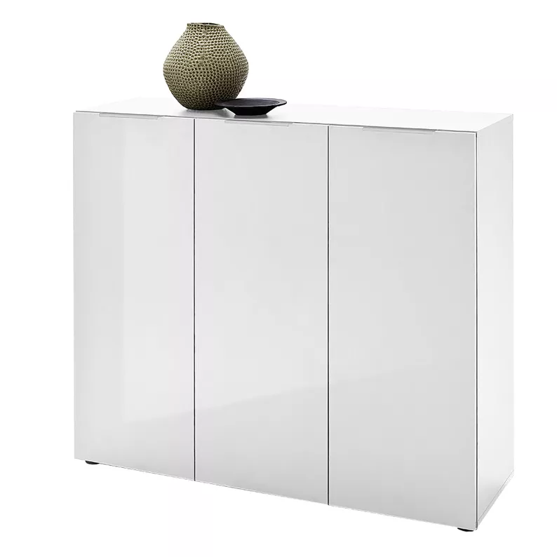 Commode Valentinim à trois portes en blanc brillant
