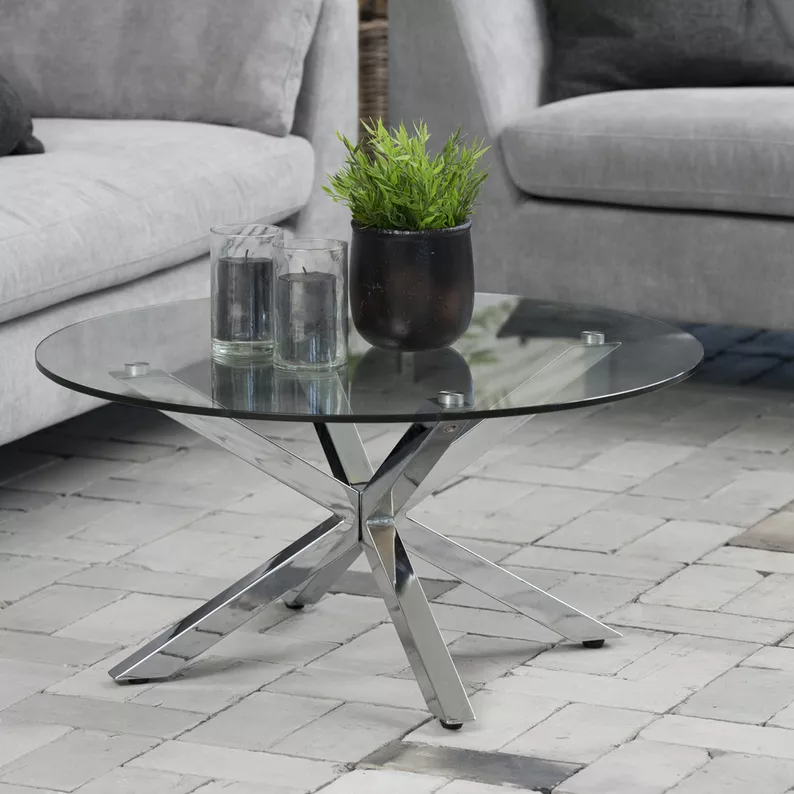 KARDEMA Table basse en verre diamètre 82 cm
