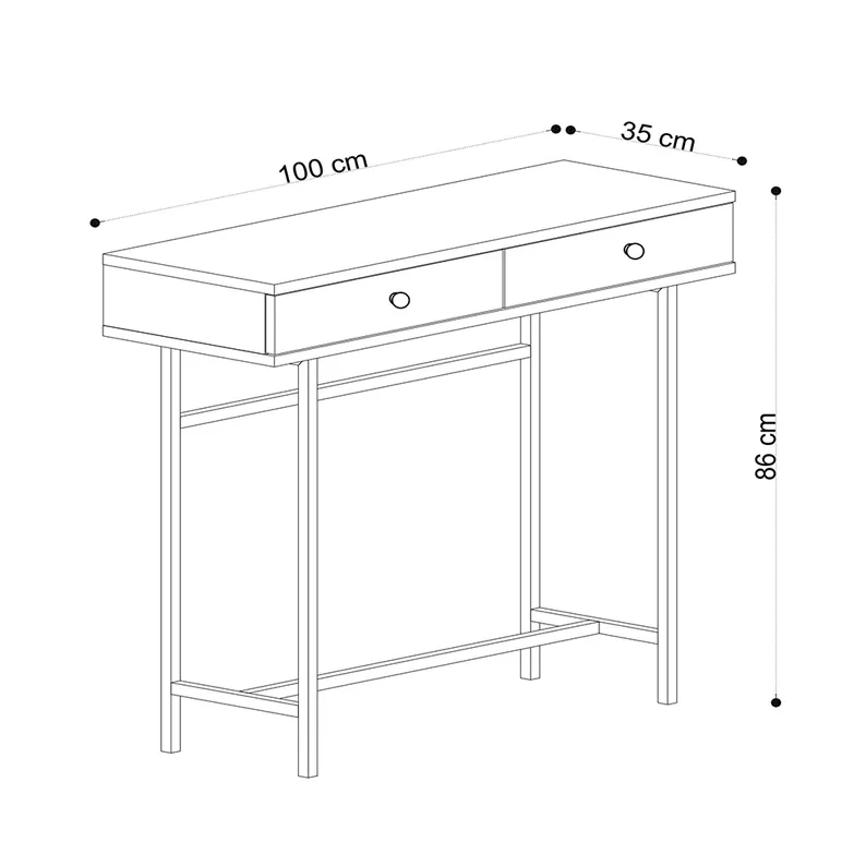 Console d'entrée Eseti 110x35 cm avec deux tiroirs chêne