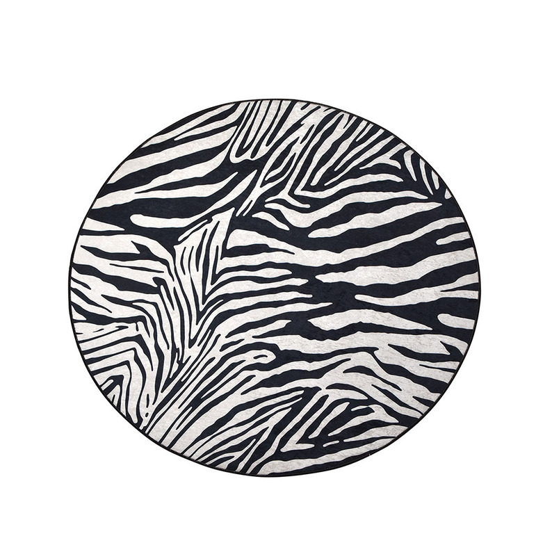 Tapis rond Smitzes, diamètre 140 cm, blanc et noir