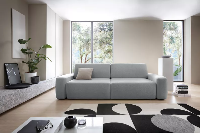 Kanapa rozkładana trzyosobowa Baleo z pojemnikiem jasnoszara szenil