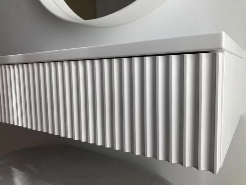 Coiffeuse Lonidos 60x35 cm suspendue lattes blanches