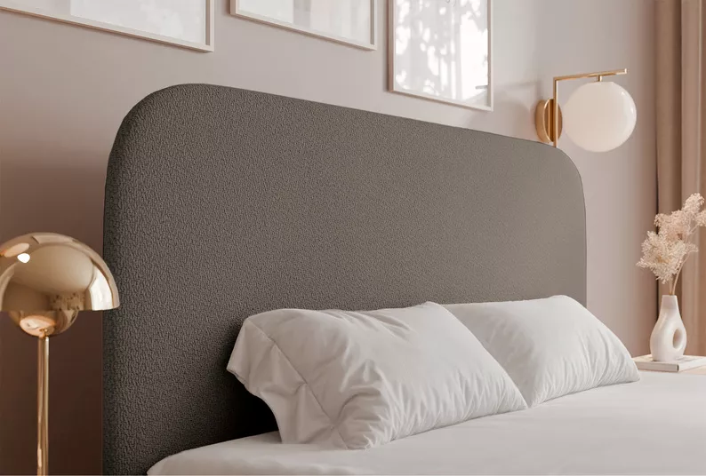 Łóżko tapicerowane 160x200 cm Sonvivo z pojemnikiem na pościel jasnobrązowe szenil stelaż metalowy