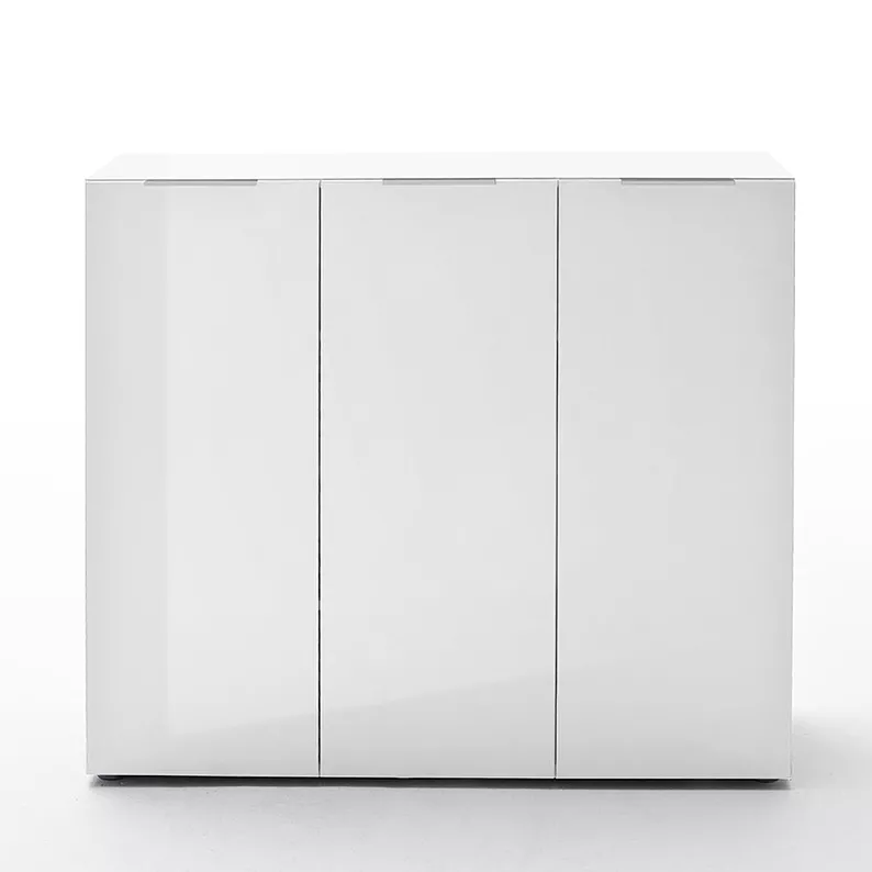 Commode Valentinim à trois portes en blanc brillant