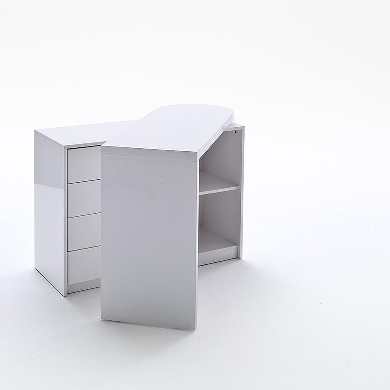 Bureau Evereti 108x42 cm avec plateau mobile, blanc