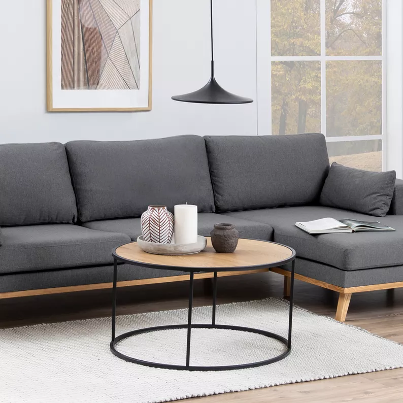 MAGERTA Table basse industrielle sur un cercle diamètre 80 cm