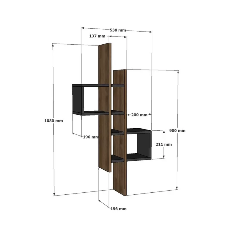 Etagère murale Emrose verticale chêne / anthracite