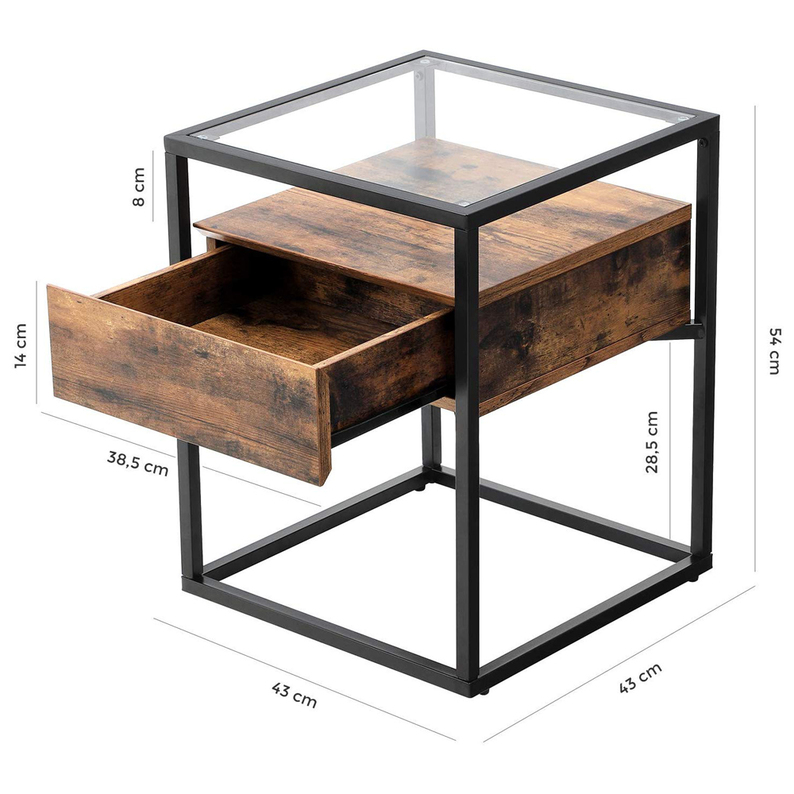 RAMIZU Table de café avec tiroir 43x43 cm
