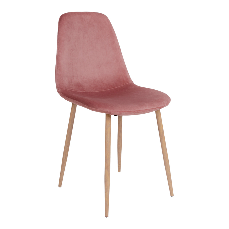 Suite de deux chaises rembourrées rose Iger avec pieds marron