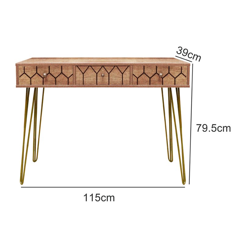 ORIANIS Table console extensible hairpin legs avec 3 tiroirs