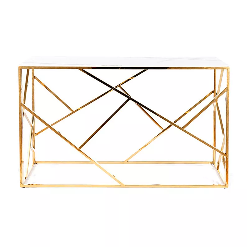 Console Landile 120 x 40 cm avec plateau imitation marbre