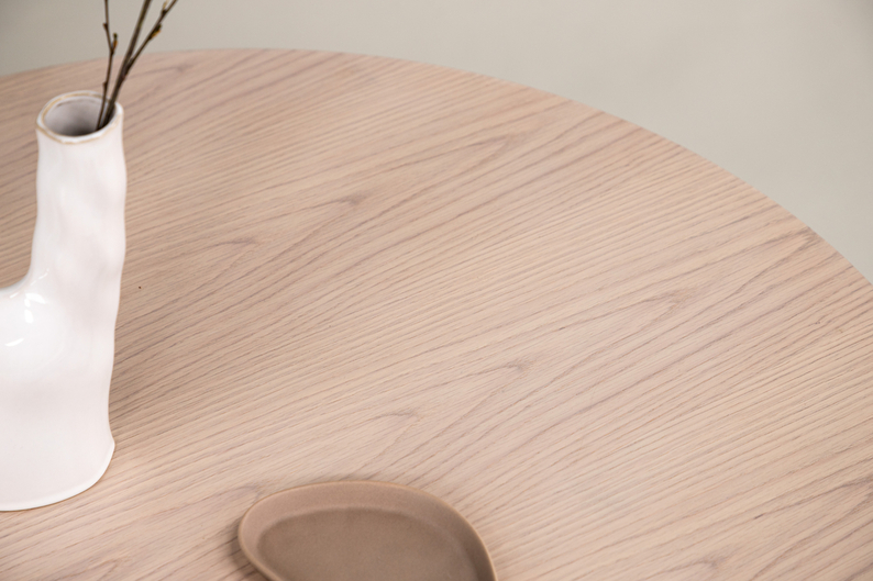 Table basse Mitably ronde 65x65 cm chêne blanchi