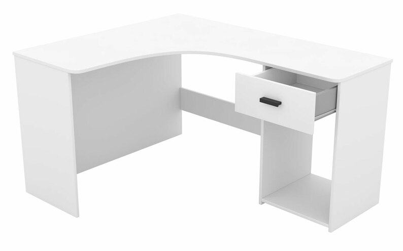 Bureau d'angle Kamnad 155x125 cm avec tiroir blanc