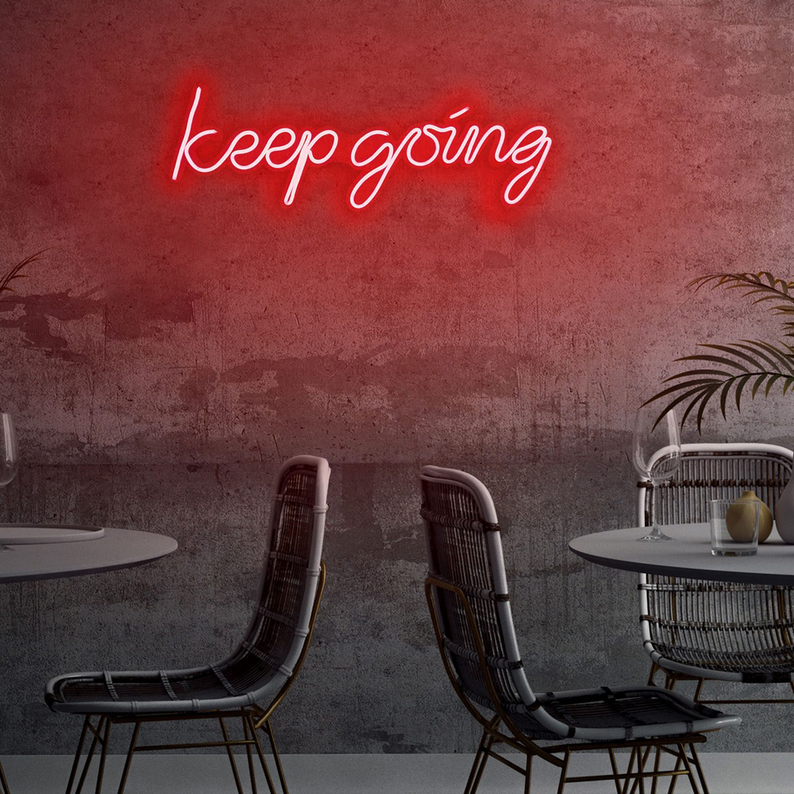 LETELY Enseigne au néon sur le mur avec inscription Keep Going rouge