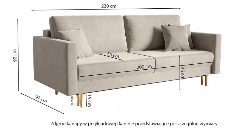 VALICO Canapé-lit trois places en velours vert hydrophobe