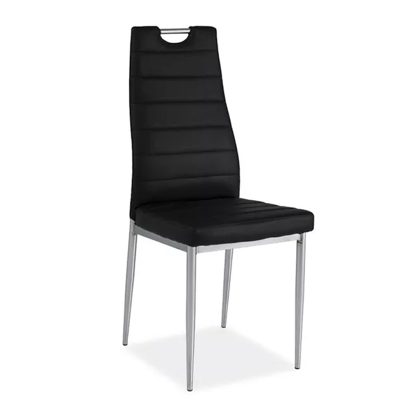 Chaise rembourrée Lastad noire avec une poignée sur une base chromée