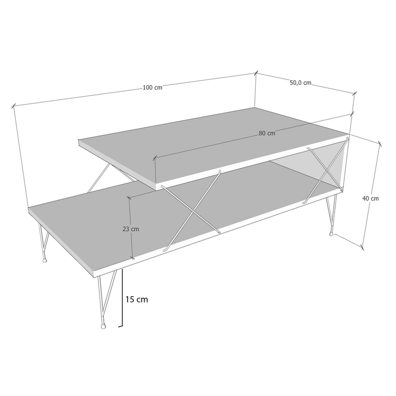 Table basse Lerro 50x100 cm blanc
