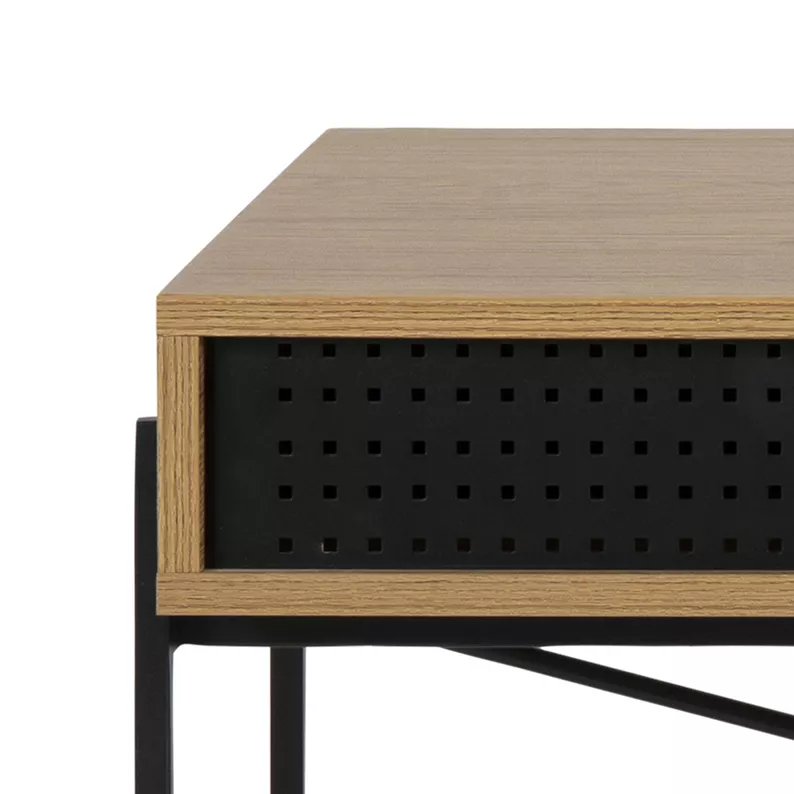 DUFFMAN Bureau industriel avec compartiment de rangement sous le plateau naturel