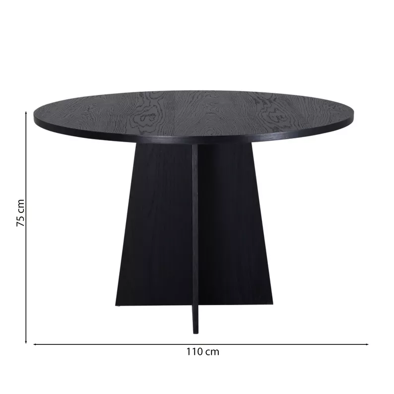 Table à manger Quishly ronde diamètre 110 cm/chêne noir