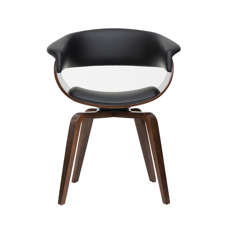 ASARLO Chaise design similicuir noir / bois de noyer