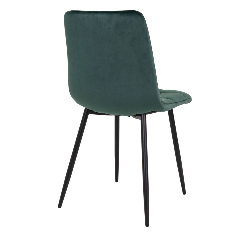 KIRME Chaise tapissée vert foncé avec pieds noirs