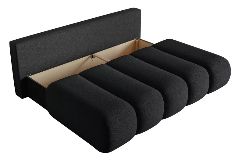 Kanapa trzyosobowa Dandelino Mini z funkcją spania czarna boucle