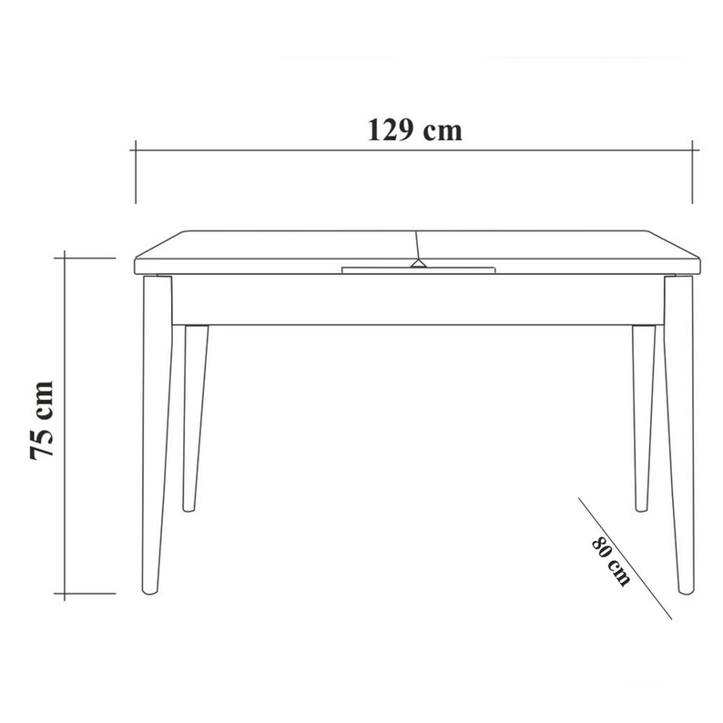 Table à manger Elioused 129-163x80 cm en noyer