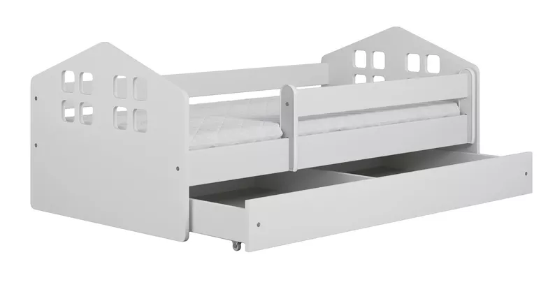 Lit enfant Bubup 160x80 cm avec un tiroir et un matelas blanc