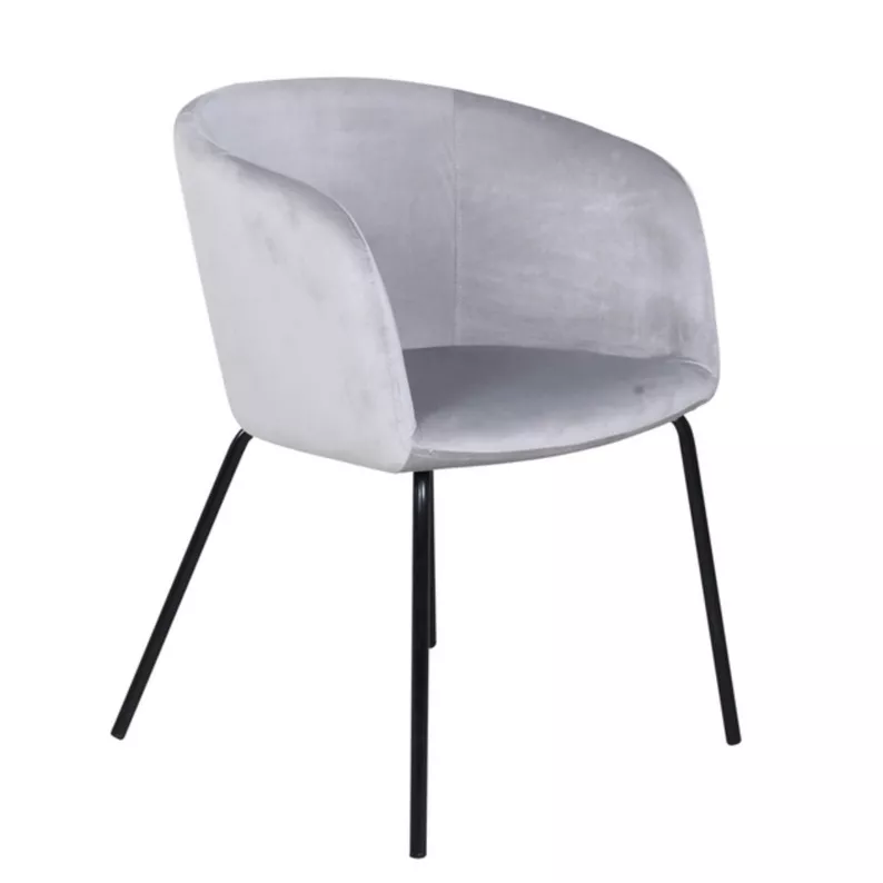 Chaise rembourrée en velours gris Ressator