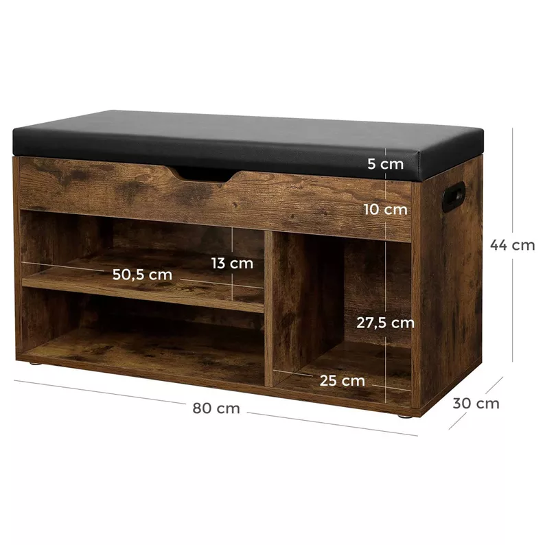 Banc de couloir Ramizu avec étagères et espace de rangement
