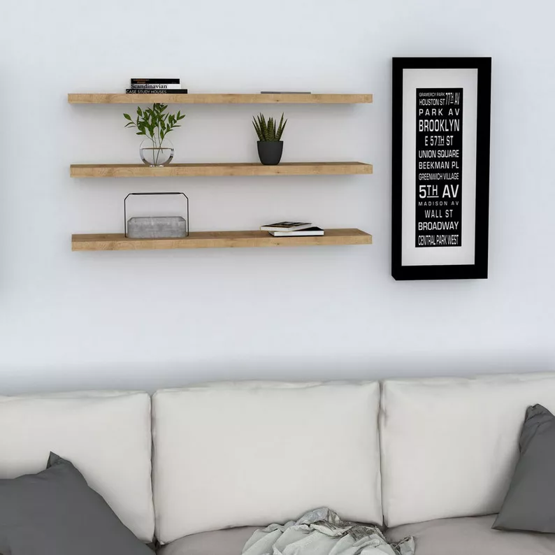 Lot de trois étagères murales Boike au style minimaliste, 60 cm