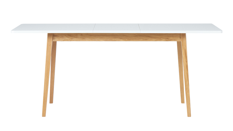 VENEER Table à manger extensible 140-180x80 cm blanc / bois de chêne