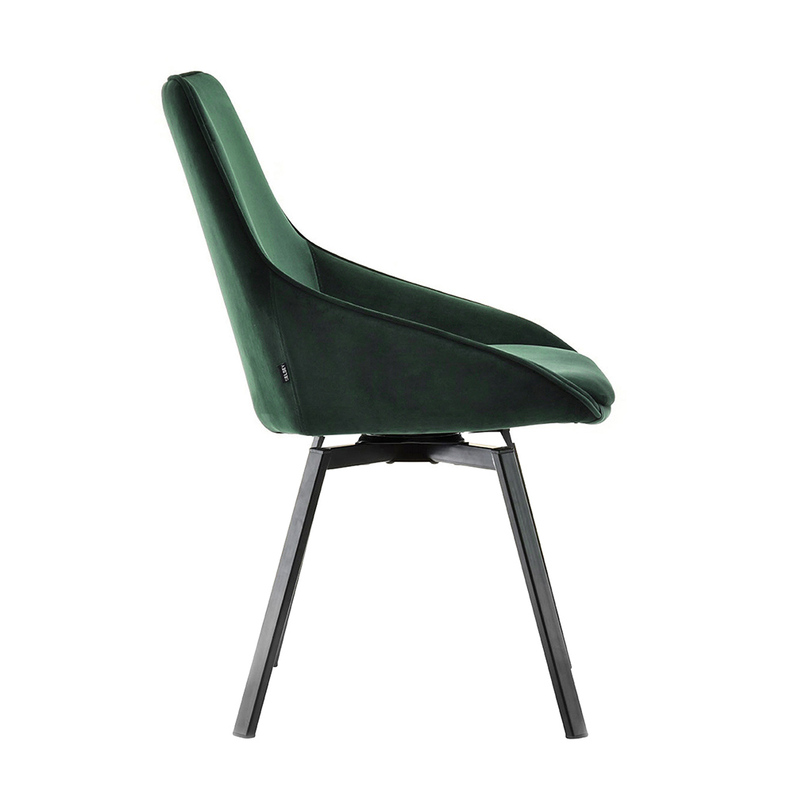 YANII Chaise pivotante en velours vert / noir