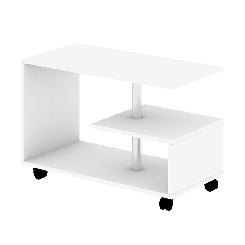 Table basse Kafill sur roulettes 40x80 cm blanc
