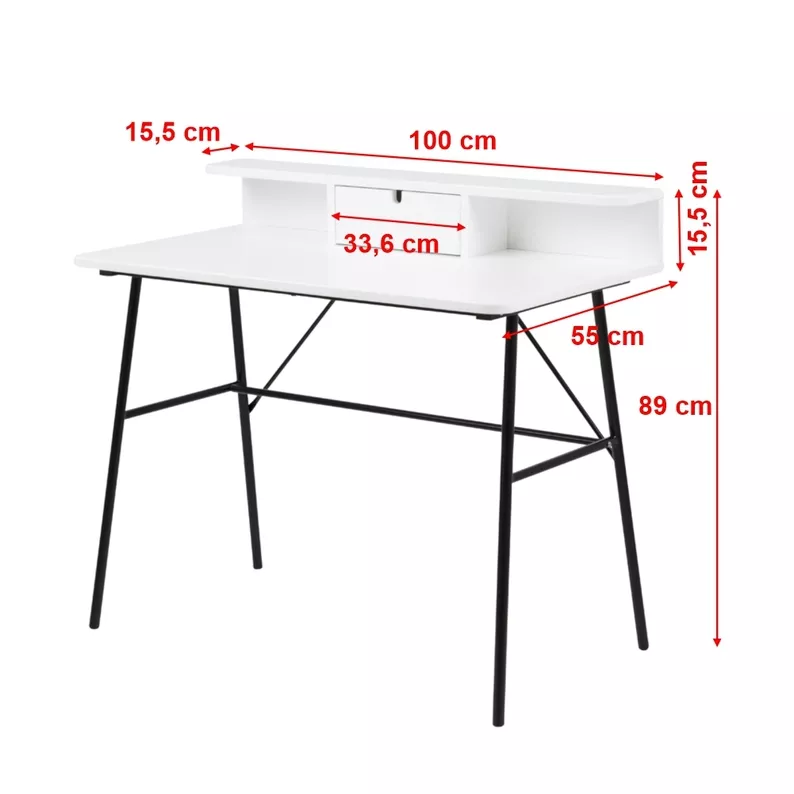 BROVA Bureau blanc avec pieds noirs