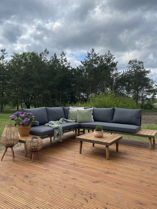 BEARCHAN Canapé d'angle de jardin avec table