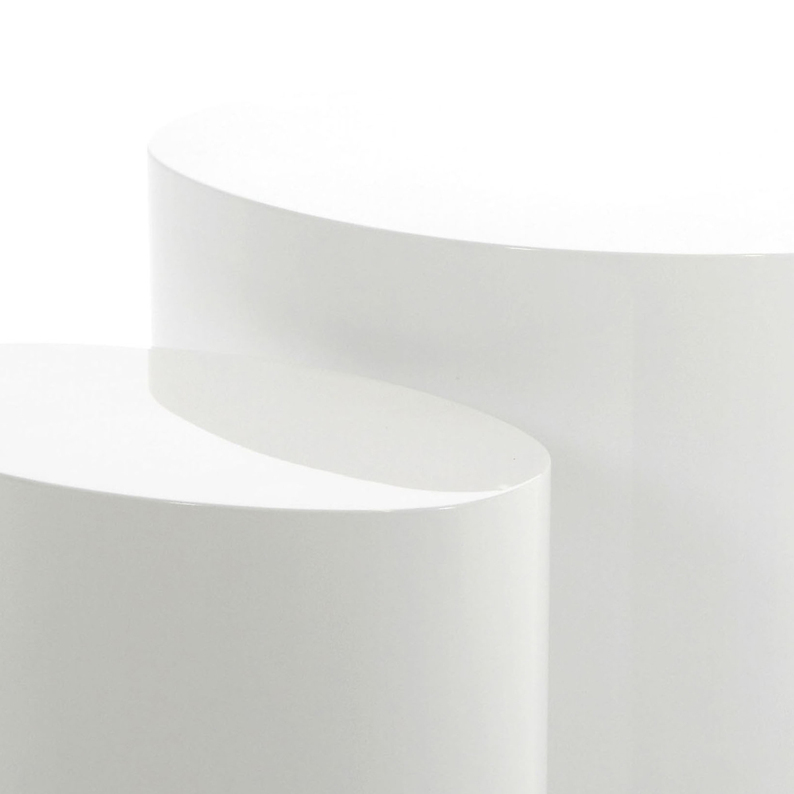 PLOMIN Lot de deux tables basses 48x33 cm et 40x24,5 cm blanc brillant