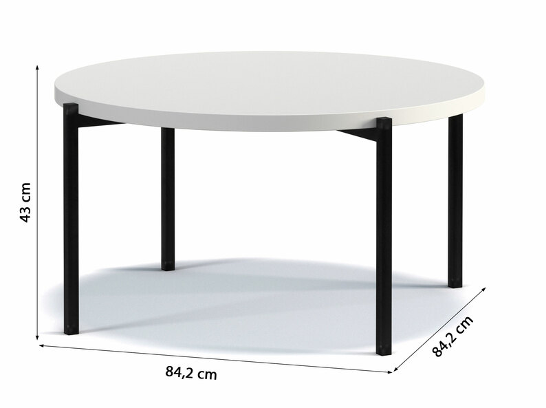 Table basse ronde Kortala 80 cm blanc mat basse