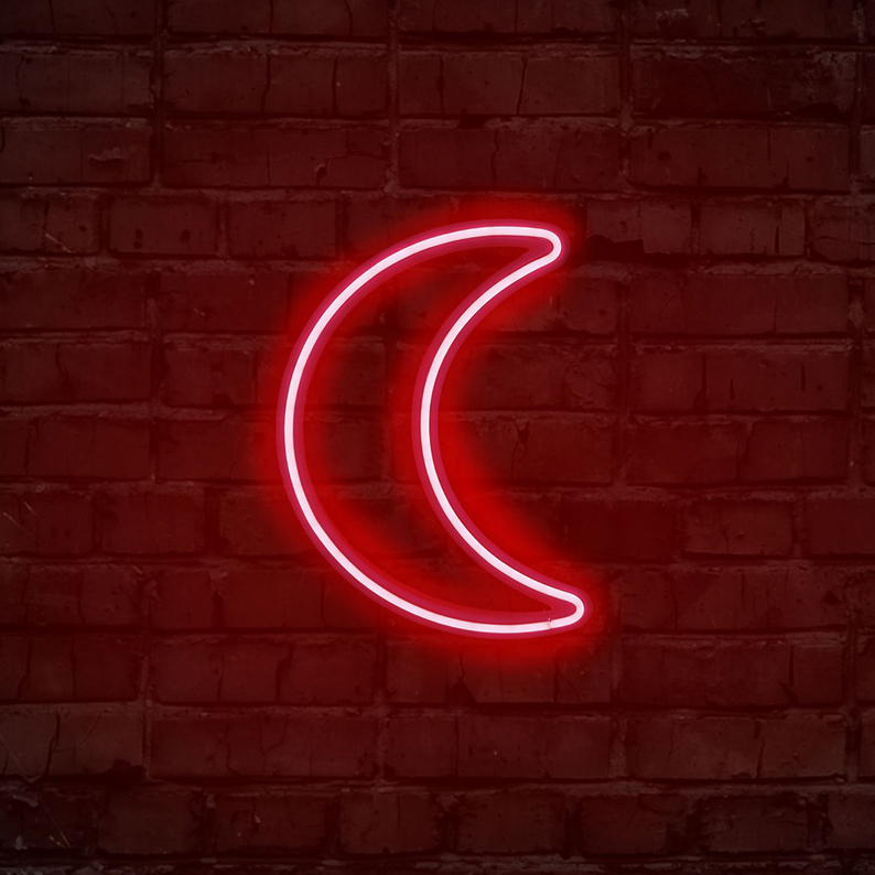 LETELY Enseigne au néon sur le mur en forme de lune rouge