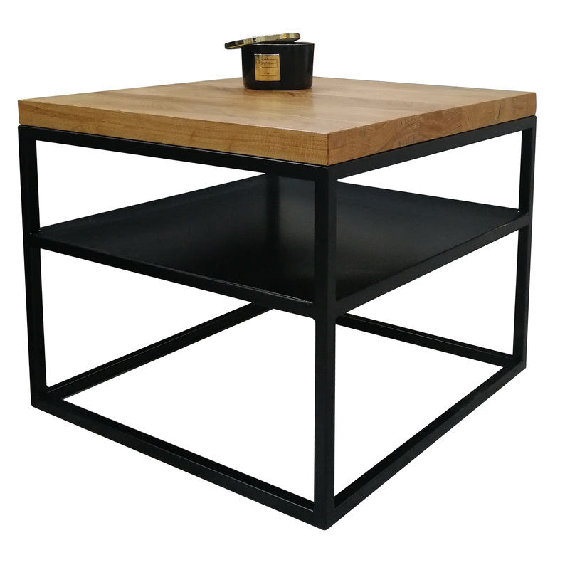 Table basse Lukla avec une étagère en métal 60x60 cm